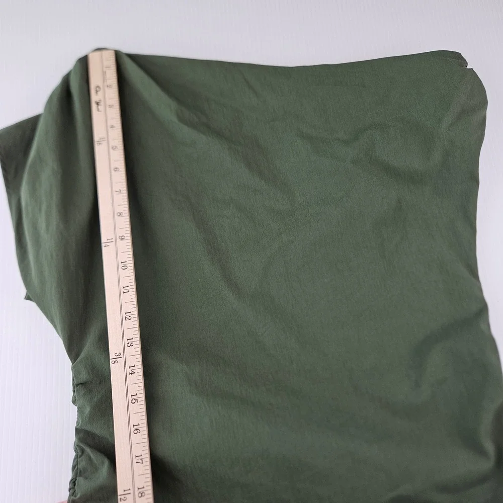 Abercrombie & Fitch Green Asymmetrical Ruched Maxi Dress Olive Large  NWT $110